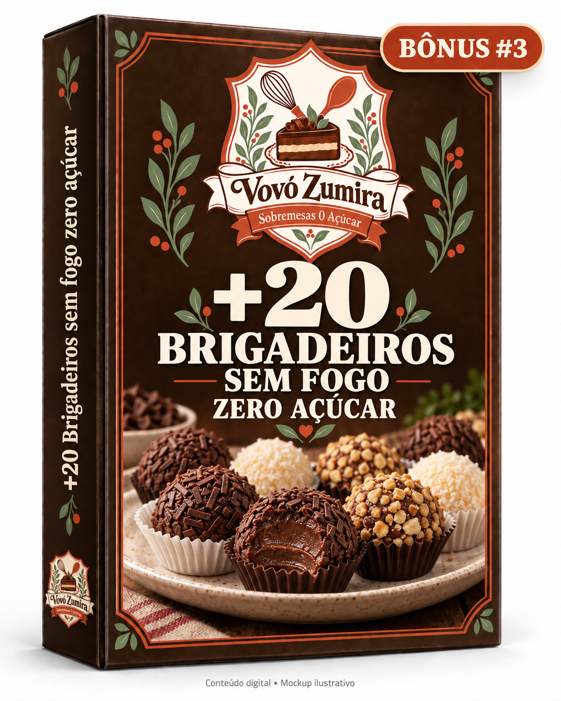 Capa do bônus 3: +20 Brigadeiros Sem Fogo Zero Açúcar