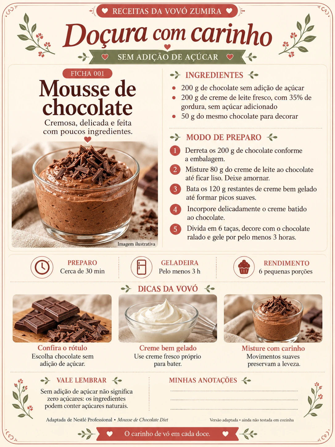 Ficha de receita: Mousse de chocolate