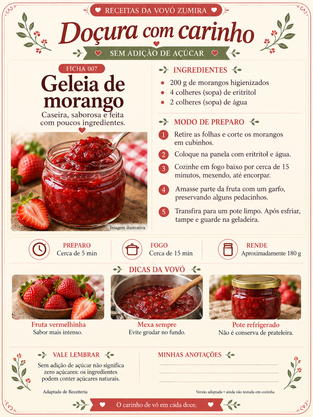 Ficha de receita: Geleia de morango
