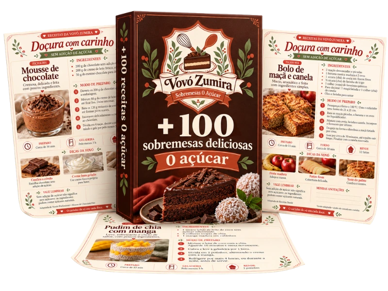 Mockup do Plano Básico com +100 receitas de sobremesas e fichas de receitas